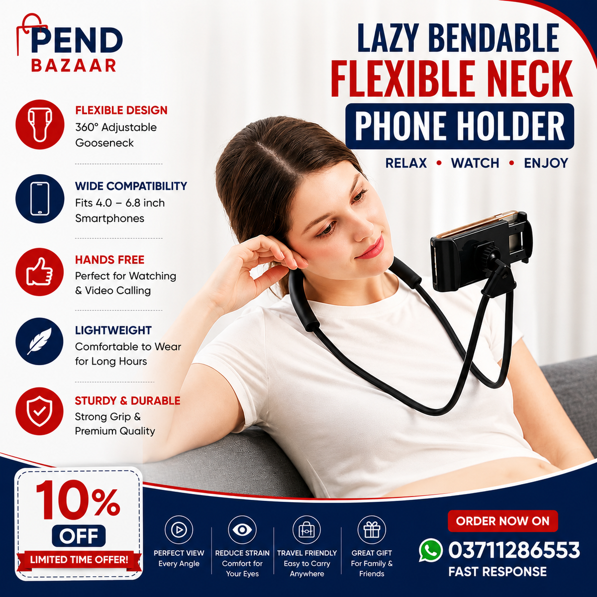 Grand Mega Sale Offer Imported Flexible Lazy Neck Mobile Holder