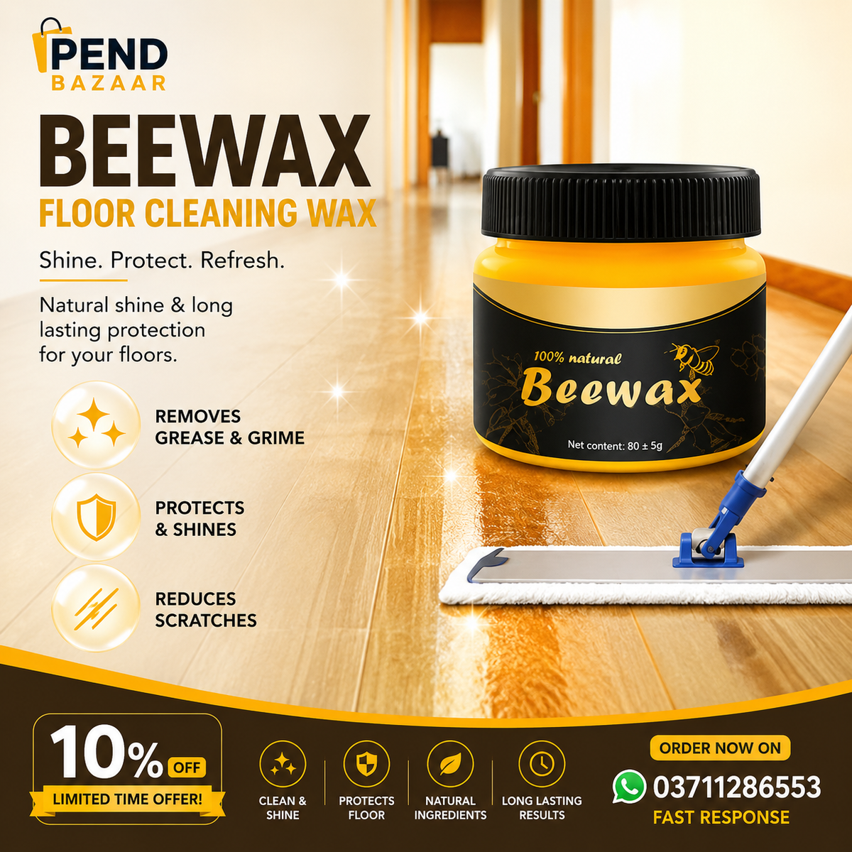 Beewax Furniture Polish with Long Lasting Cleaning and Shine Formula